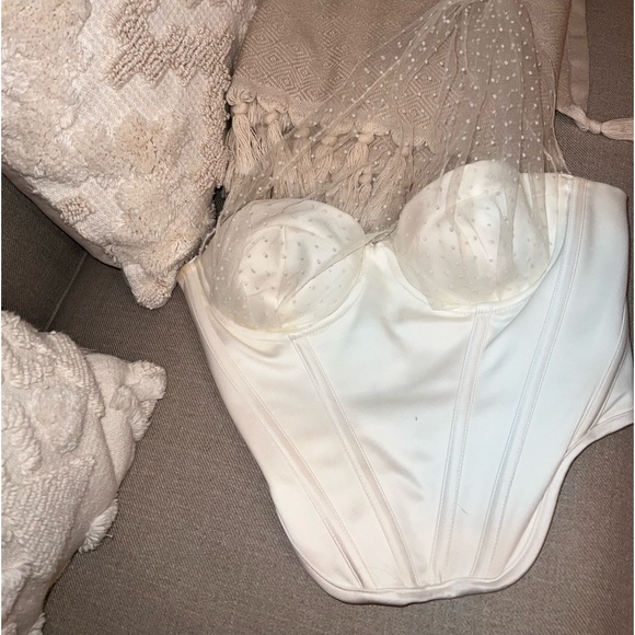 House of CB Tops - HOUSE of CB IVORY DRAPED TULLE CORSET